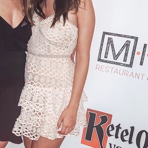 Beauty and Lace Pale Blush Crochet Mini Dress